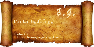 Birta György névjegykártya